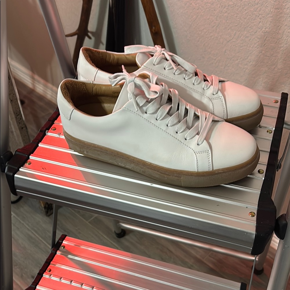 White Leather Sneakers with Gum Sole